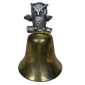 Brass Bell Owl Top Handle Bell Vintage Table Bell Silver Gold